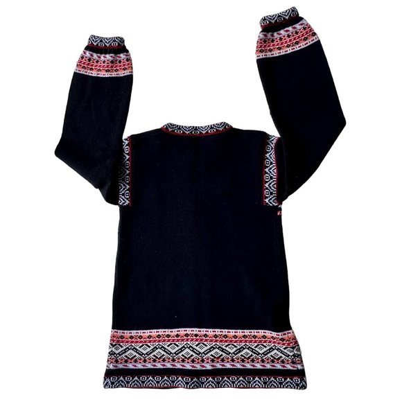 VTG Brunson of California Cardigan Medium Black Knit Tribal Aztec Orient… - Picture 4 of 12